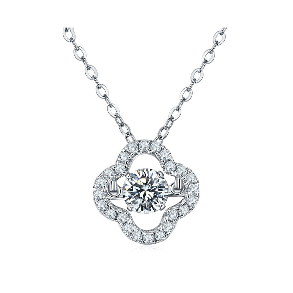 Olivia Clover Silver Gold Plated Moissanite Diamond Necklace