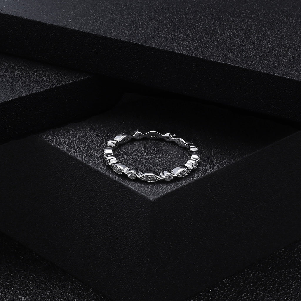 Eterna White Gold Plated Full Row Moissanite Ring