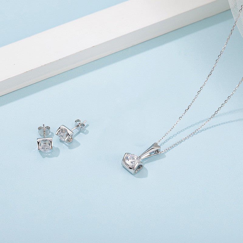 Tiffany Moissanite Stud Necklace And Earring Set