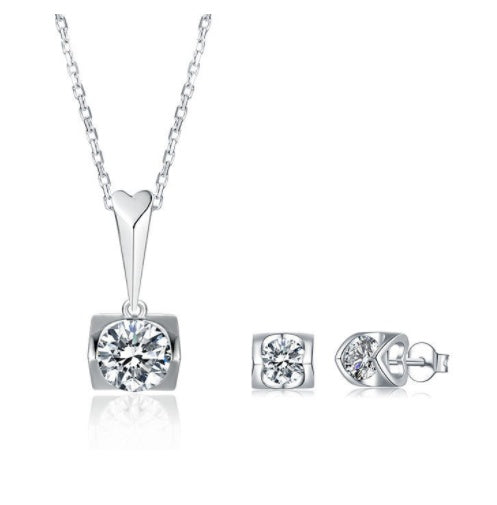 Tiffany Moissanite Stud Necklace And Earring Set
