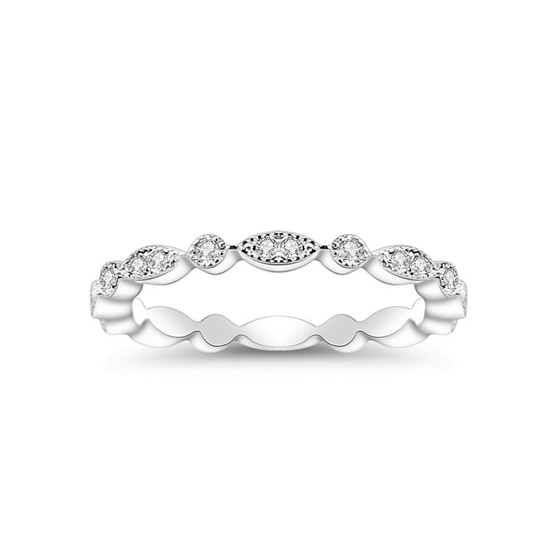 Eterna White Gold Plated Full Row Moissanite Ring