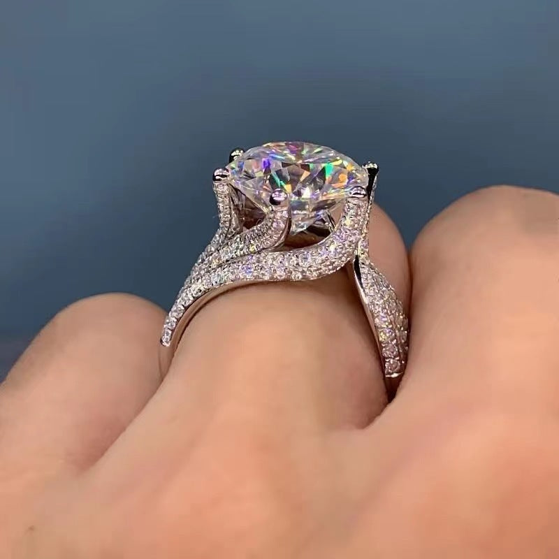 Promise III Moissanite Women's Ring III Love White Gold Plated