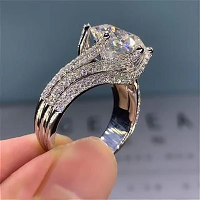 Promise III Moissanite Women's Ring III Love White Gold Plated
